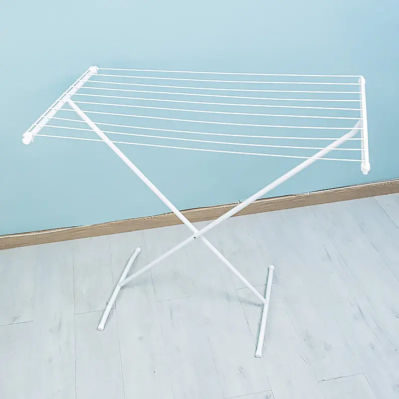 Foldable Metal X-Frame Clothes Hanger Anti-Skid Rubber Feet 9M Indoor Balcony Storage Drying Rack Area Custom Iron Bag for Tools