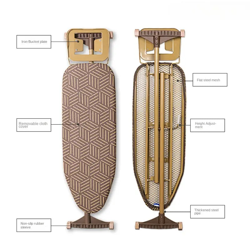 Large Household Folding Ironing Board Metal Ironing Table with Vertical Rack and Iron Pad for Clothes Ironing
