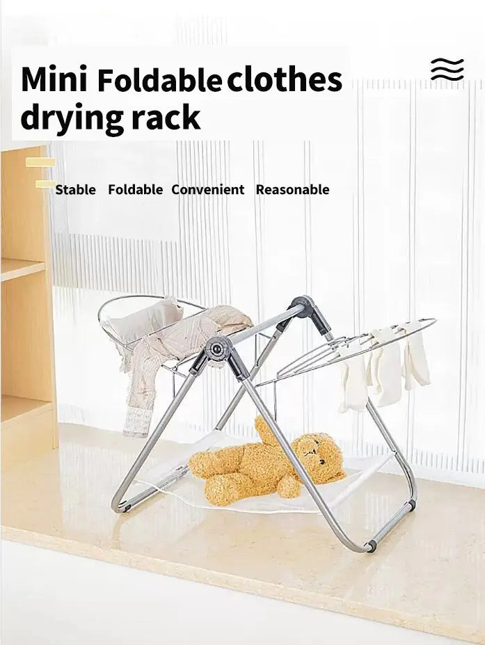 Portable Double-Tier Foldable Drying Rack for Shoes Clothing Bay Window Balcony Saving for Bathroom Wardrobe Travel Camping
