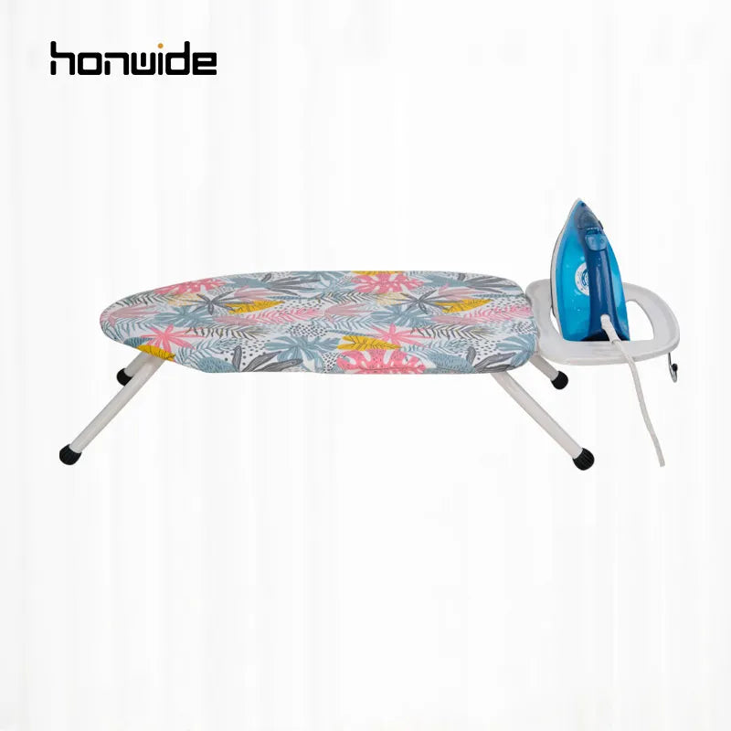 Mini Folding Ironing Board with Iron Rest Small Steel Ironing Board with Cotton Covers for Wardrobe Use