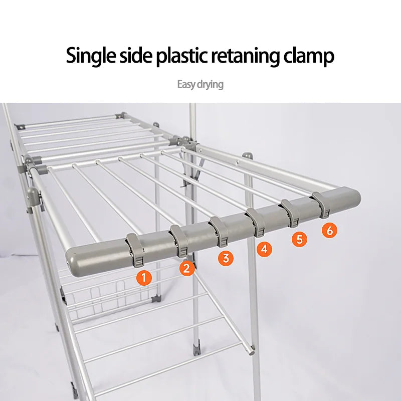 Aluminium Alloy Multi-Function 3 Layers Drying Rack Shelves Laundry Foldable Clothes Drying Rack with Steel Truss