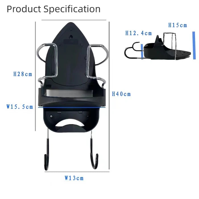 White & Black PBT Heat-Resistant Plastic Ironing Board Hanger Wall Mount Laundry Room Storage Organizer