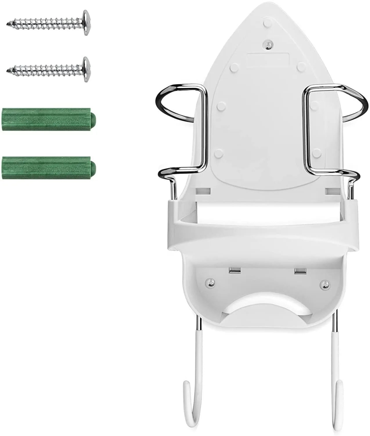 White & Black PBT Heat-Resistant Plastic Ironing Board Hanger Wall Mount Laundry Room Storage Organizer