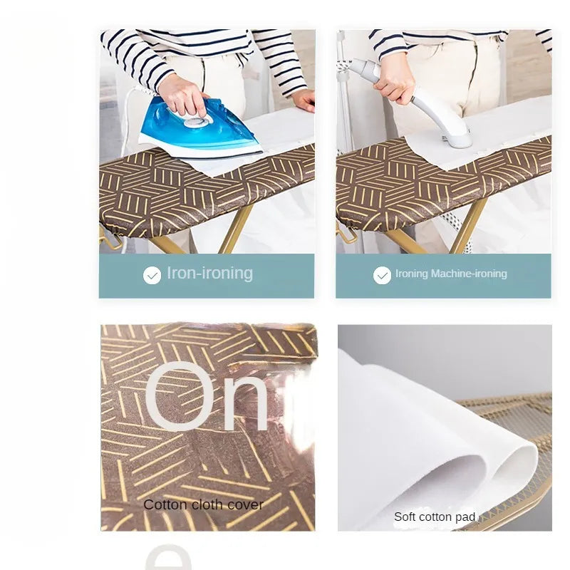 Large Household Folding Ironing Board Metal Ironing Table with Vertical Rack and Iron Pad for Clothes Ironing