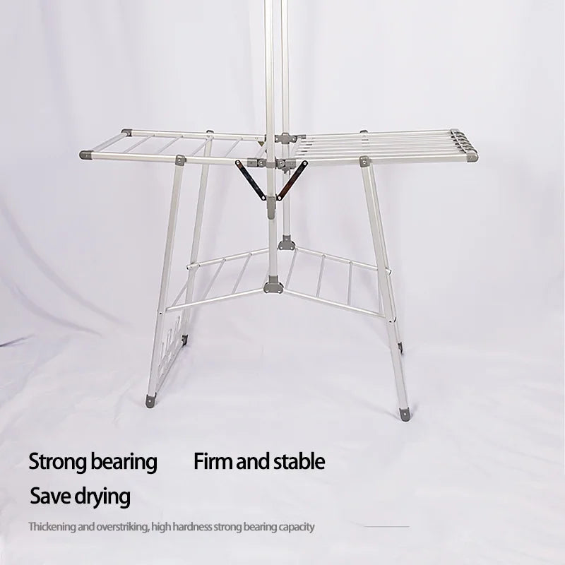 Aluminium Alloy Multi-Function 3 Layers Drying Rack Shelves Laundry Foldable Clothes Drying Rack with Steel Truss