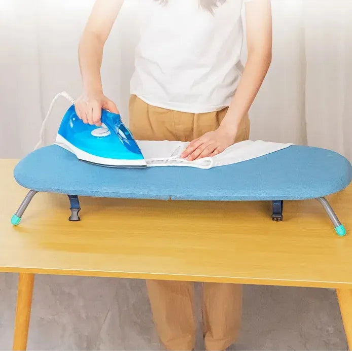 European Design Style Mini Ironing Board Tabletop Foldable with Durable Plastic and Iron Material Hook Type Installation