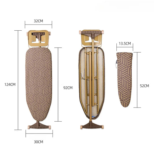 Large Household Folding Ironing Board Metal Ironing Table with Vertical Rack and Iron Pad for Clothes Ironing