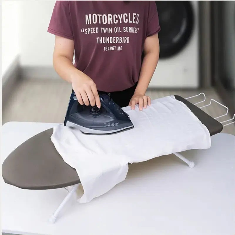 Foldable Mini Ironing Board with Cotton Cover Small Tabletop Wood Ironing Board with Iron Rest for Clothing Tools Cleaning