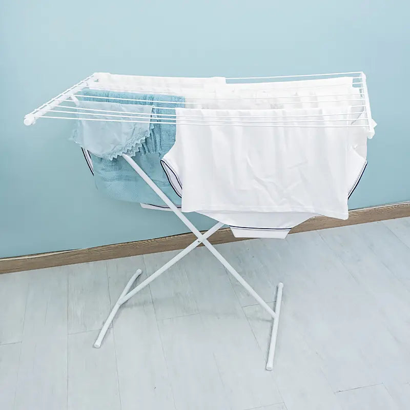Foldable Metal X-Frame Clothes Hanger Anti-Skid Rubber Feet 9M Indoor Balcony Storage Drying Rack Area Custom Iron Bag for Tools