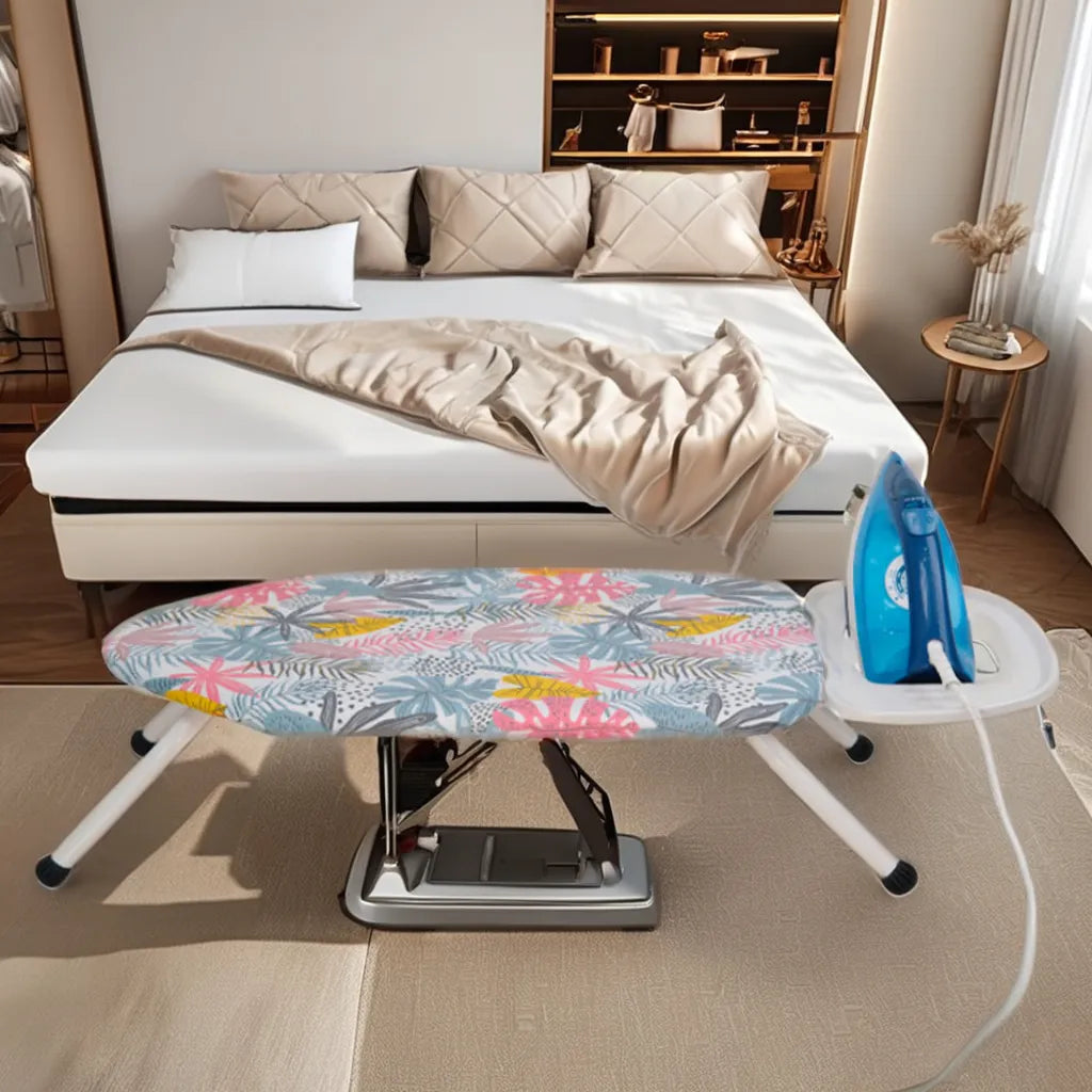 Mini Folding Ironing Board with Iron Rest Small Steel Ironing Board with Cotton Covers for Wardrobe Use