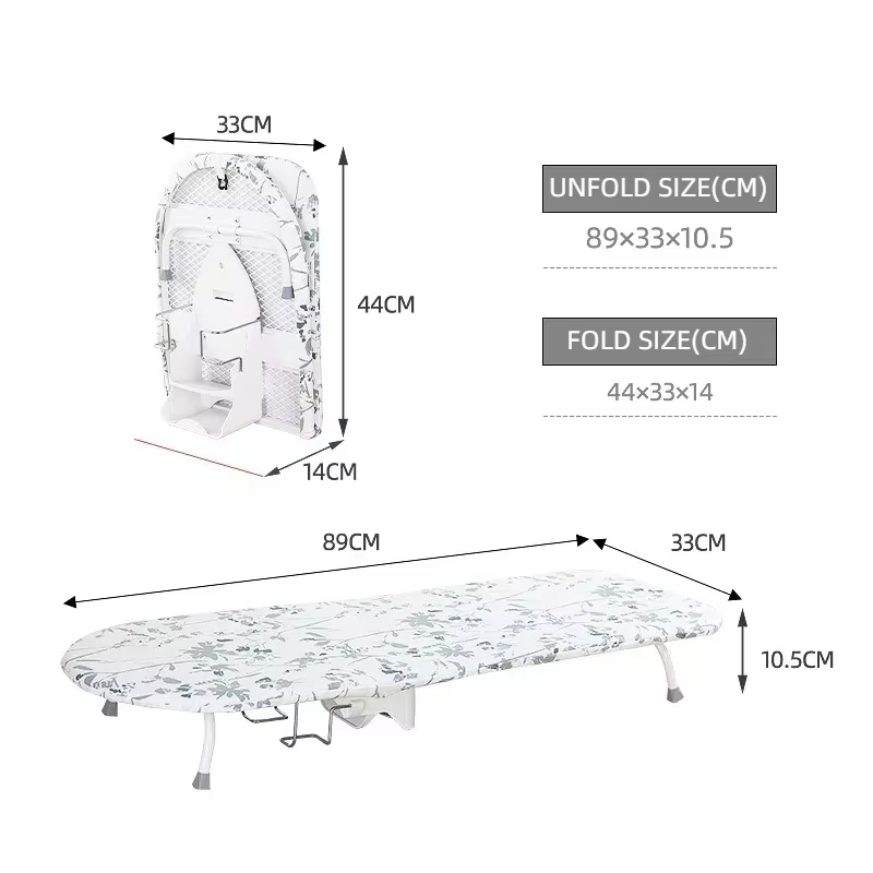 Wall-Mounted Ironing Board Space-Saving Folding Legs Heat-Resistant Cloth Cover Iron Storage Use Clothing Designed Small Spaces