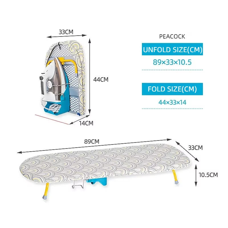 Wall-Mounted Ironing Board Space-Saving Folding Legs Heat-Resistant Cloth Cover Iron Storage Use Clothing Designed Small Spaces