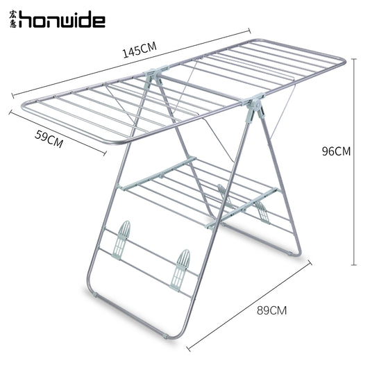 Foldable heavy duty winged clothes dry rack laundry drying rack