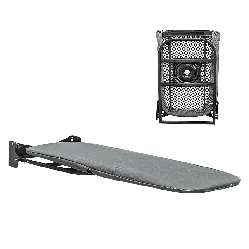 Wall Mounted 180° Swivel Ironing Board Space-Saving Fold Away Heat Resistant Cover Wood Steel Material for Wardrobe Home Use