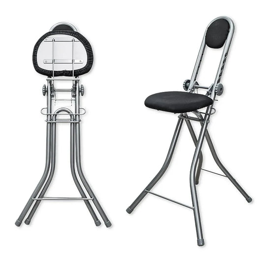 Standing Chair with Backrest for Ironing, Adjustable Stool, Standing Desk Stool, Foldable High Seat Office Chair
