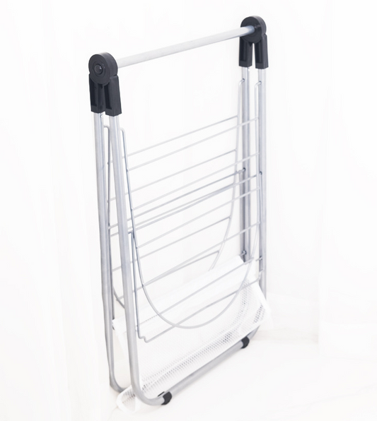 Portable Double-Tier Foldable Drying Rack for Shoes Clothing Bay Window Balcony Saving for Bathroom Wardrobe Travel Camping