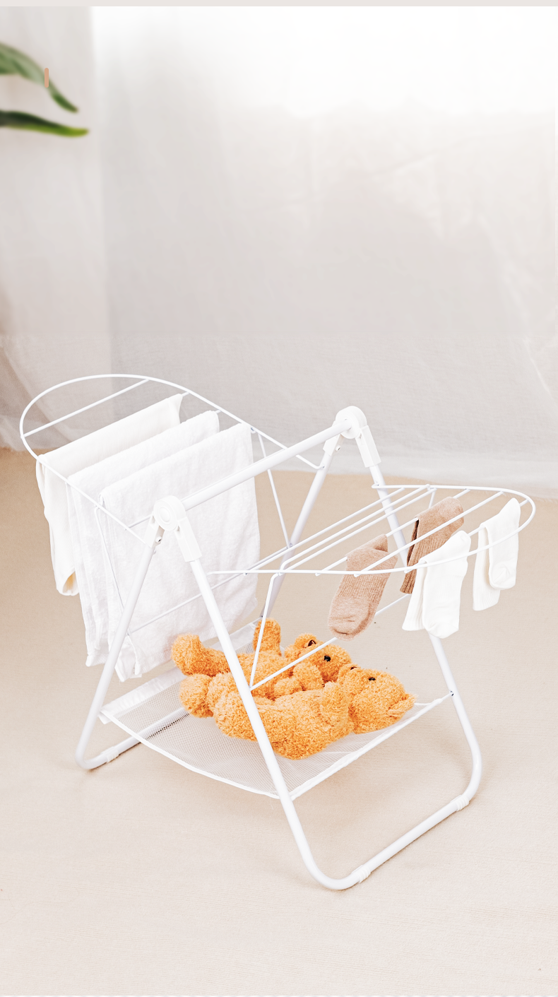 Portable Double-Tier Foldable Drying Rack for Shoes Clothing Bay Window Balcony Saving for Bathroom Wardrobe Travel Camping