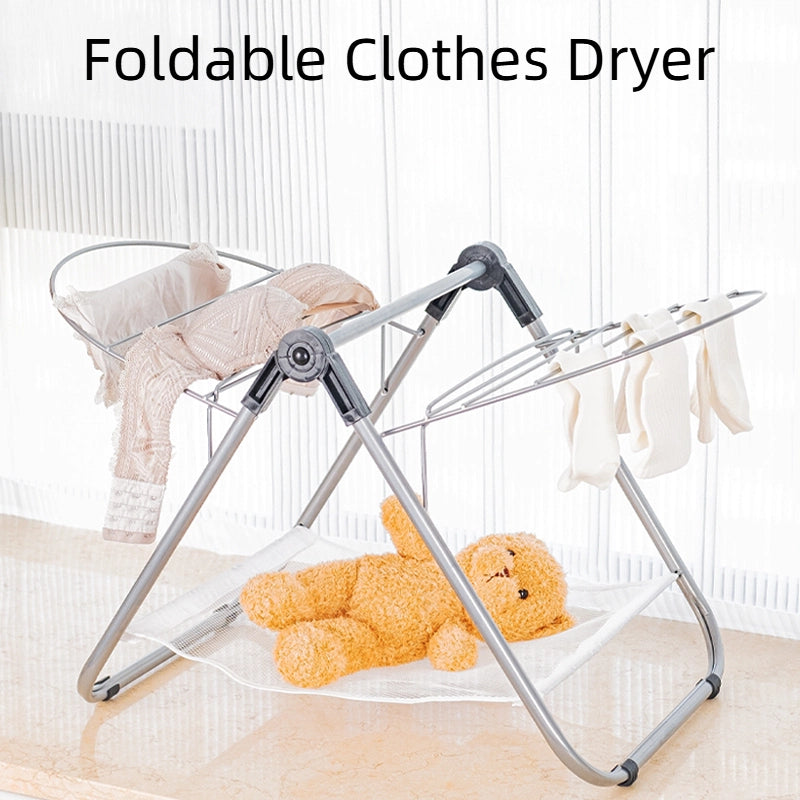 Portable Double-Tier Foldable Drying Rack for Shoes Clothing Bay Window Balcony Saving for Bathroom Wardrobe Travel Camping