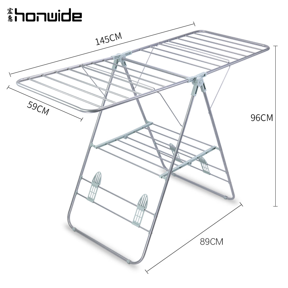 White Large Expandable and Folding Wing Drying Rack